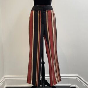 Tory Burch Striped Cropped Pants Gold Logo Button Ankle Pants Approx Size 10 M